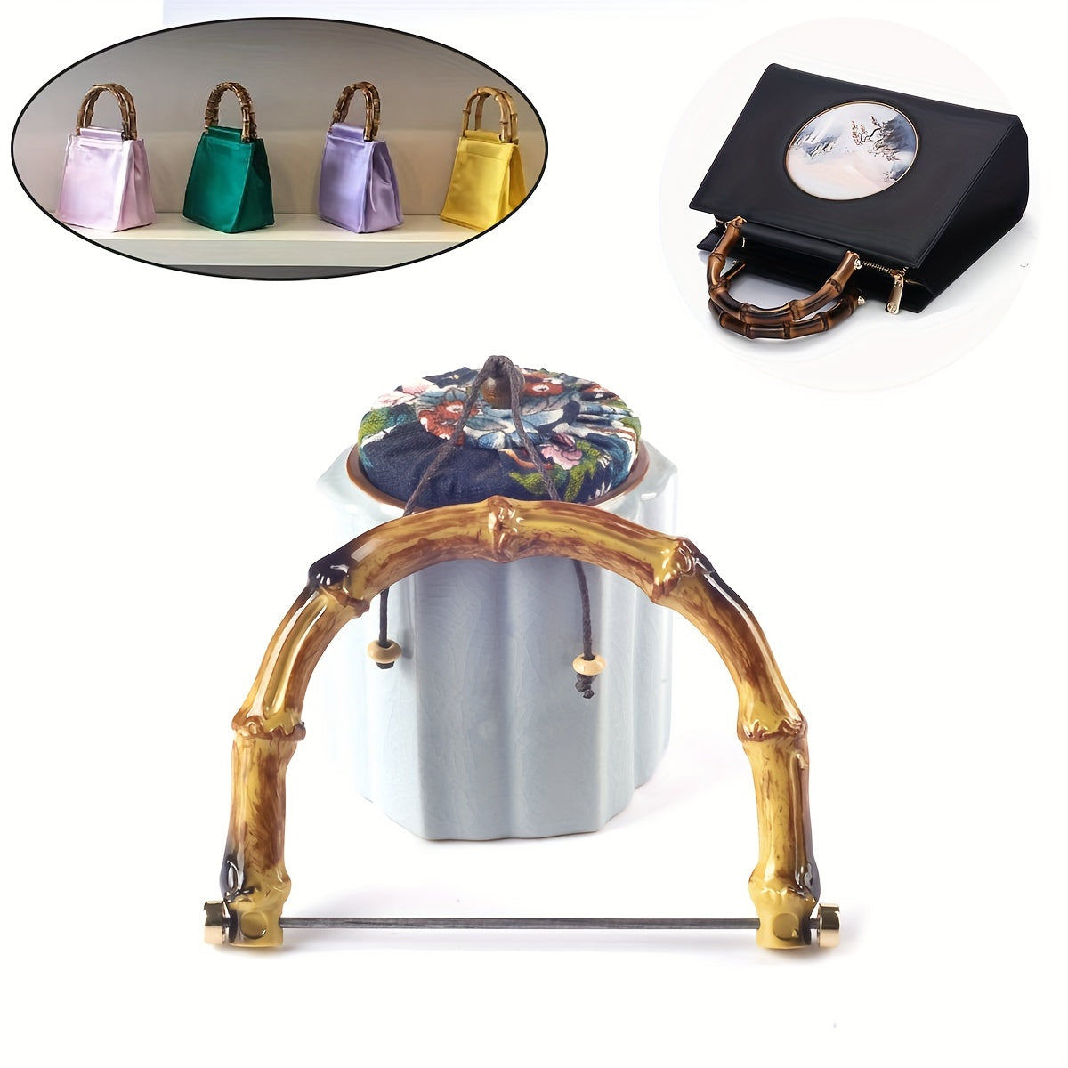 Faux Bamboo U Shape Handle Vintage DIY Bag Accessories