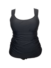 Solid Ruched Tankini Set Women's Casual Two Piece Swimsuit