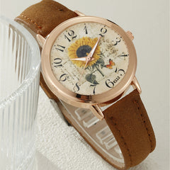 Floral Dial Quartz Watch & Butterfly Charm Bracelet Set