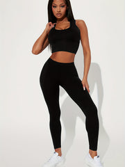 Casual Two Piece Set Tank Top & High Waist Pants Outfit Women's Clothing