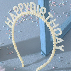 Children's Birthday Party Plastic Headband Pearl Headwear