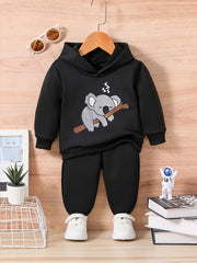 Kids Cartoon Print Outfit Baby Sweatshirt Trousers Set