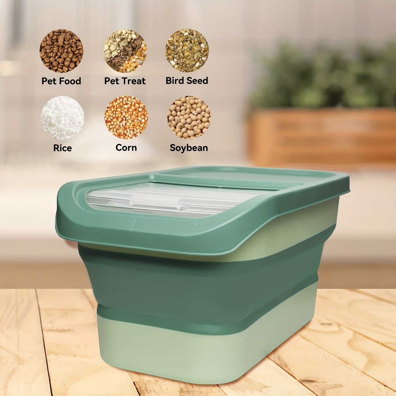 Foldable Dog Food Storage Container with Slidable Lid