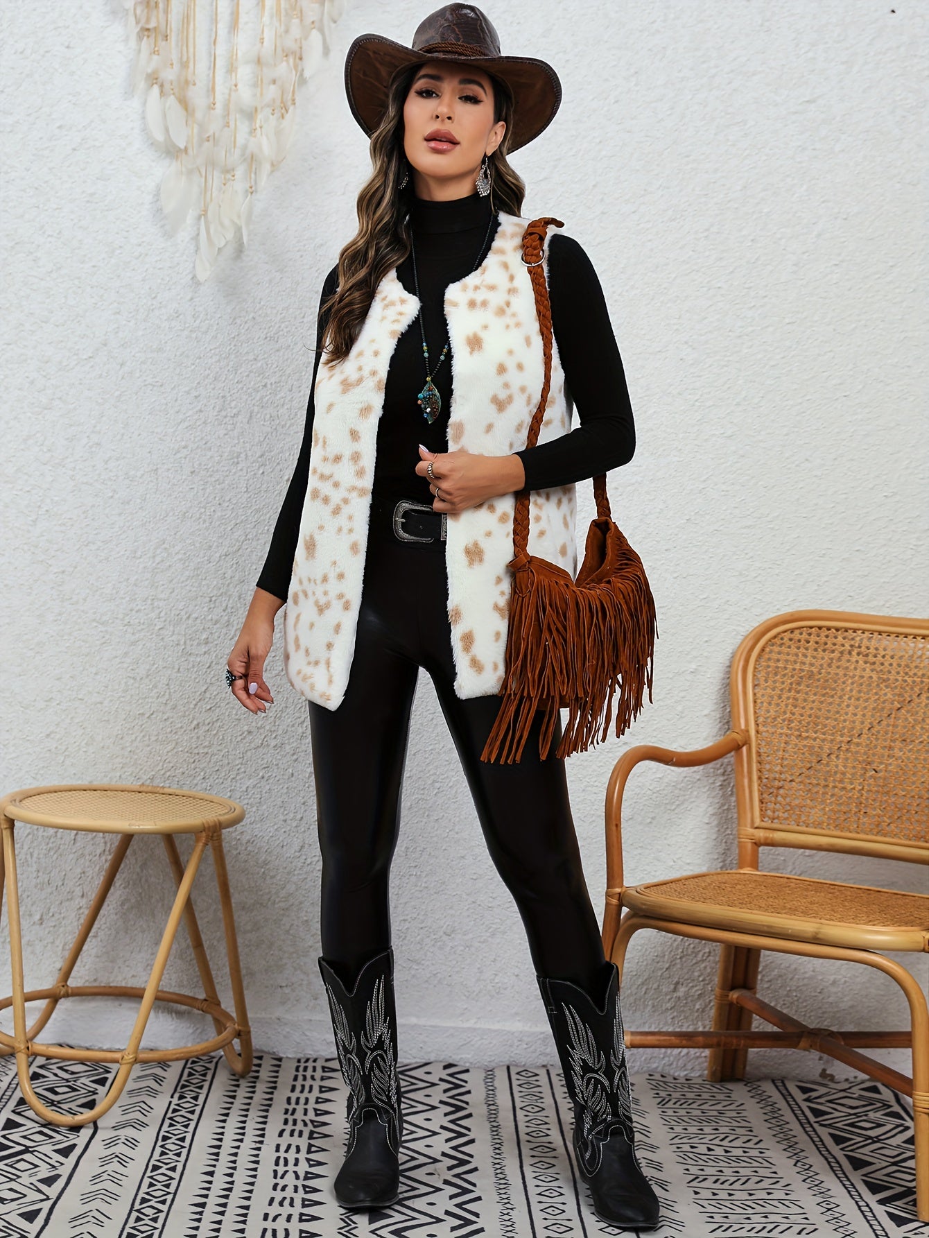 Leopard Print Warm Vest Sleeveless Women's Clothing