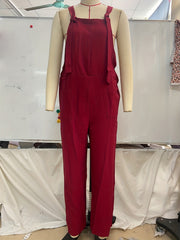 Solid Wide Leg Overall Jumpsuit Women's Clothing
