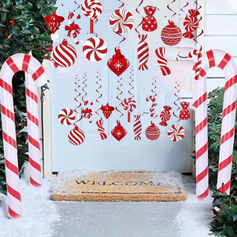 26pcs Christmas Candy Spiral Decorations Holiday Outdoor Yard Decor