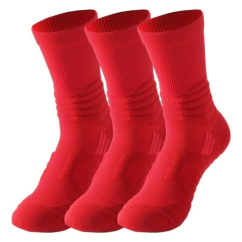 3 Pairs Thickened Non-slip Basketball Socks - Mid Calf Length
