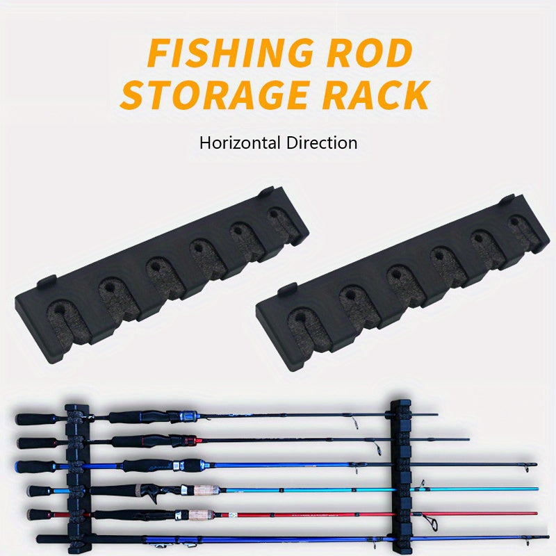 Wall Mounted Fishing Rod Rack for 6 Rods - Space Saving Holder