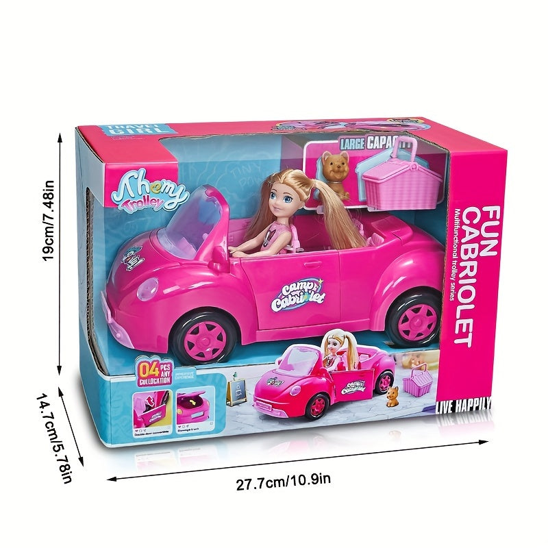 Travel Girl Doll's Cabriolet Playset with Pet Dog