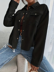Corduroy Trucker Jacket Long Sleeve for Fall & Winter Women