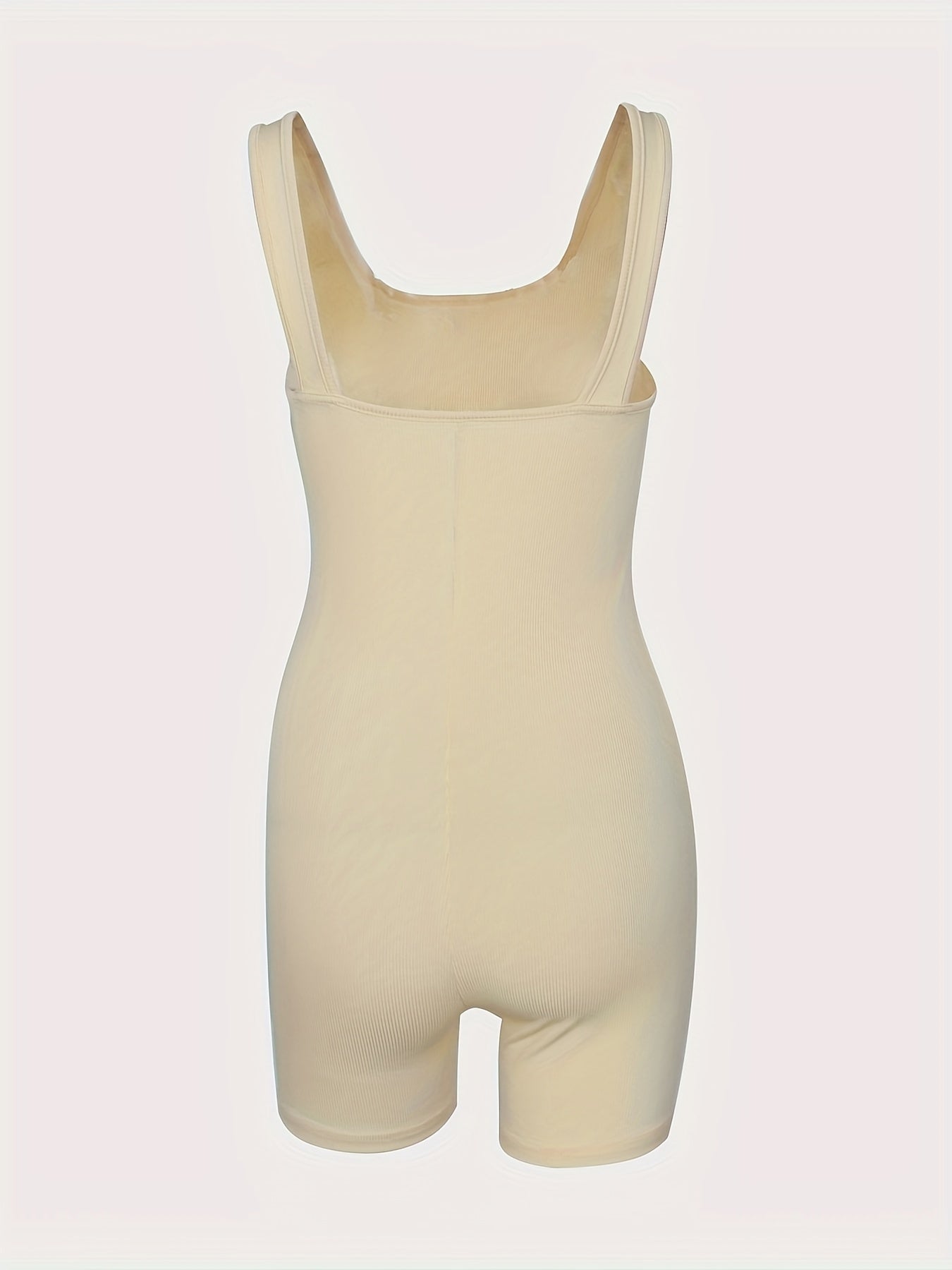 Ribbed Square Neck Romper Bodysuit