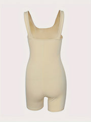 Ribbed Square Neck Romper Bodysuit