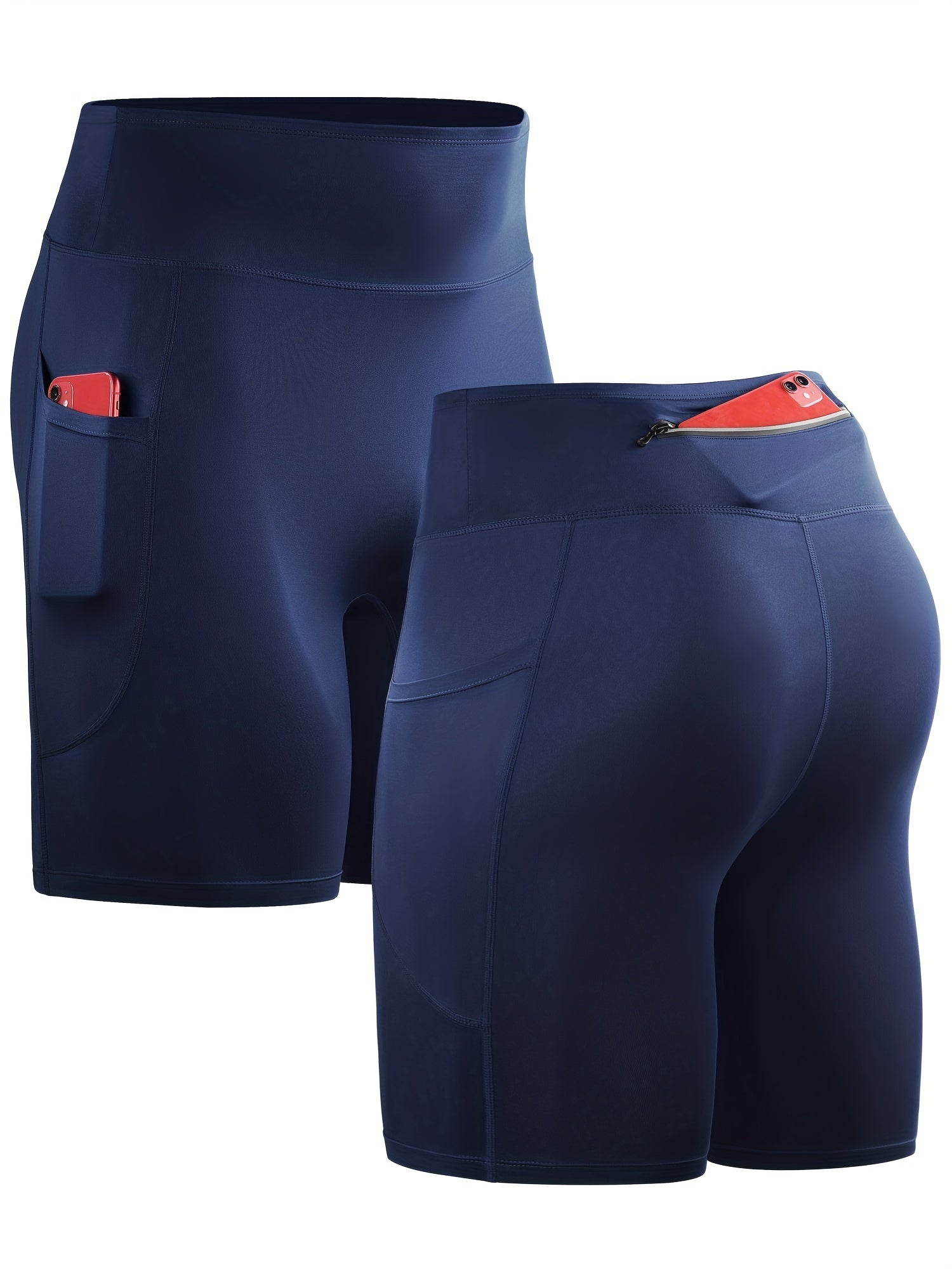 Men's Quick Dry Sports Shorts With Pockets High Stretch Compression Pants