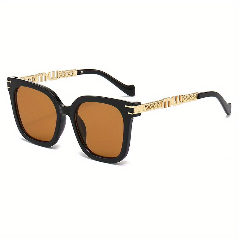 Square Sunglasses Anti Glare Glasses Mod Metal Chain UV400