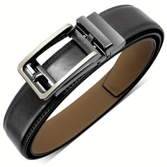 Men's Real Cowhide Leather Belt Brown Pin Buckle Middle Aged Youth