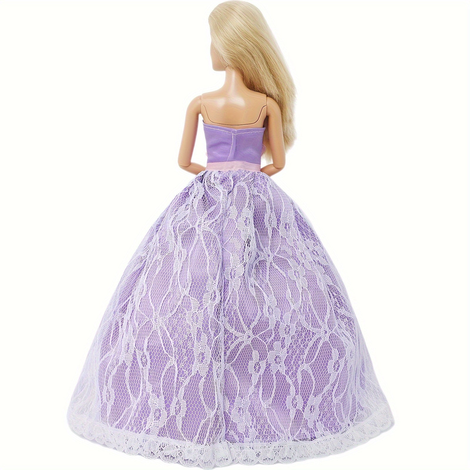 Doll Wedding Dress Lace Gown with Bow Princess Ball Dress for 11.5 Dolls