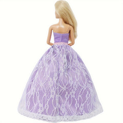 Doll Wedding Dress Lace Gown with Bow Princess Ball Dress for 11.5 Dolls