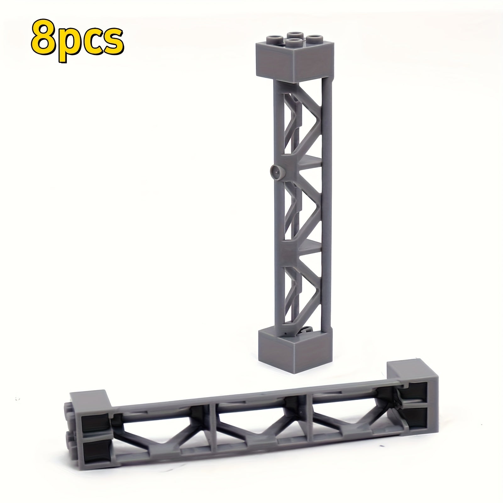 8 ABS Building Blocks 2x2x10 Support Poles and Brackets