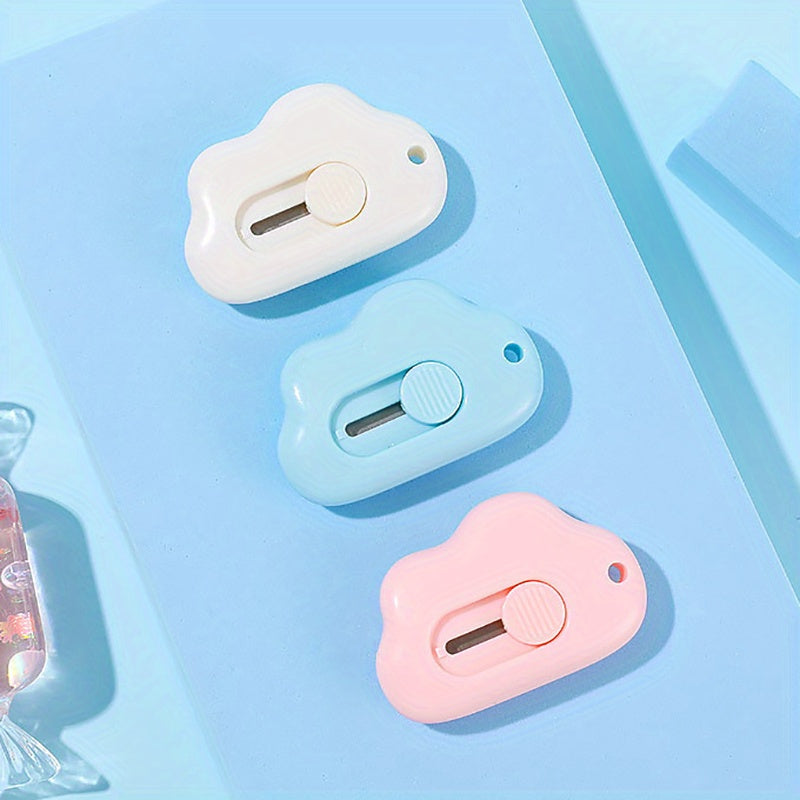 3pcs Portable Cloud Shape Mini Utility Retractable Letter Box Cutting