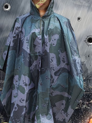 Men's Camo Rain Poncho for Hiking and Combat