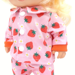 Strawberry Print Jumpsuit Doll Clothes Set for 12 inch Dolls