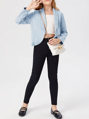 Girls Open Front Shawl Collar Crop Blazer Top