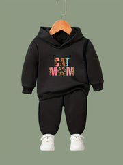 Cat Paw Pattern Long Sleeve Hooded Sweatshirt Girls Comfy Hoodies Pullover
