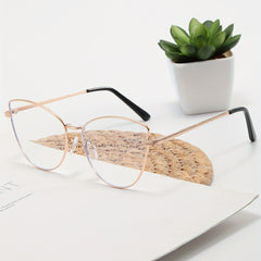Cat Eye Blue Light Glasses Clear Lens Metal Glasses For Computer