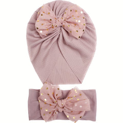 Butterfly Knot Baby Hat And Headband Set