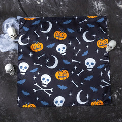 Skull Pumpkin Print Bandana Navy Halloween Neckerchief Hip Hop Head Wraps