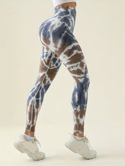 Tie Dye Print Running Workout Leggings Slim Fitness Yoga Pants