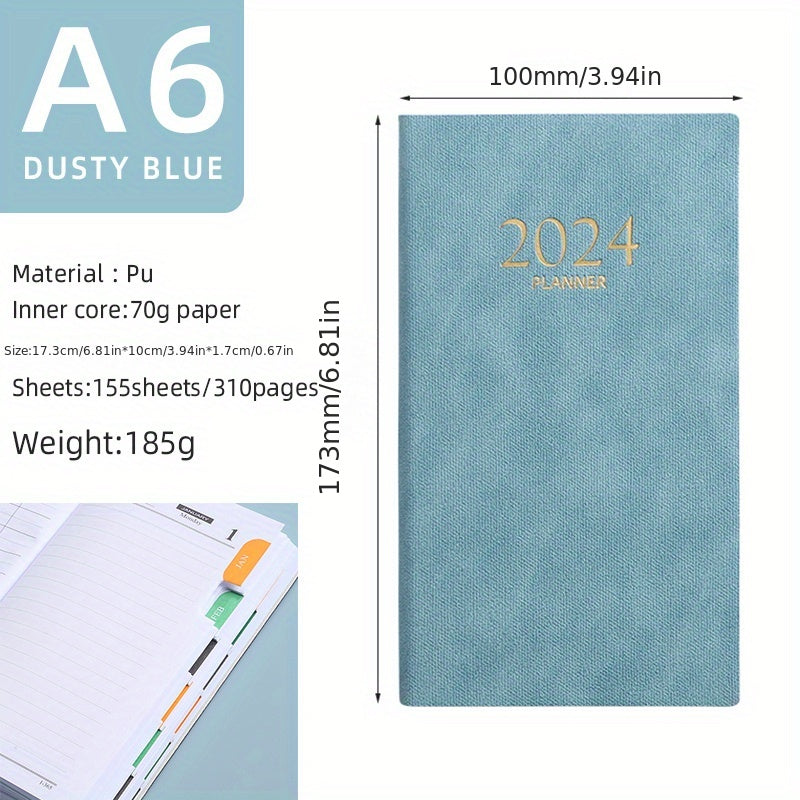 English Calendar Book Faux Leather Monthly Index Notebook Daily Plan