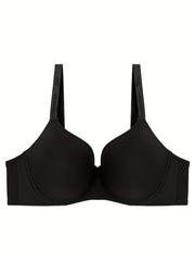 Plus Size Solid Full Coverage T-shirt Bra Non-Padded Medium Stretch