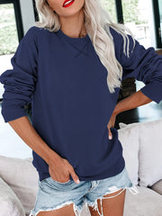 Loose Crew Neck Sweatshirt Solid Long Sleeve Pullover Women's Clothing