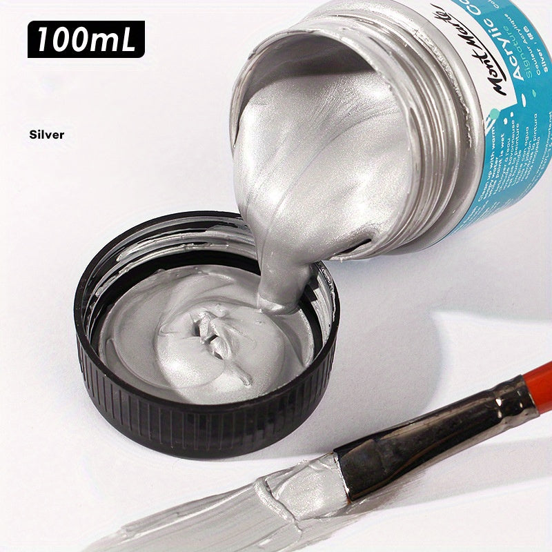 Metallic Acrylic Paint 100ml 3 38oz Bottles Rich Pigments Non Toxic Paint