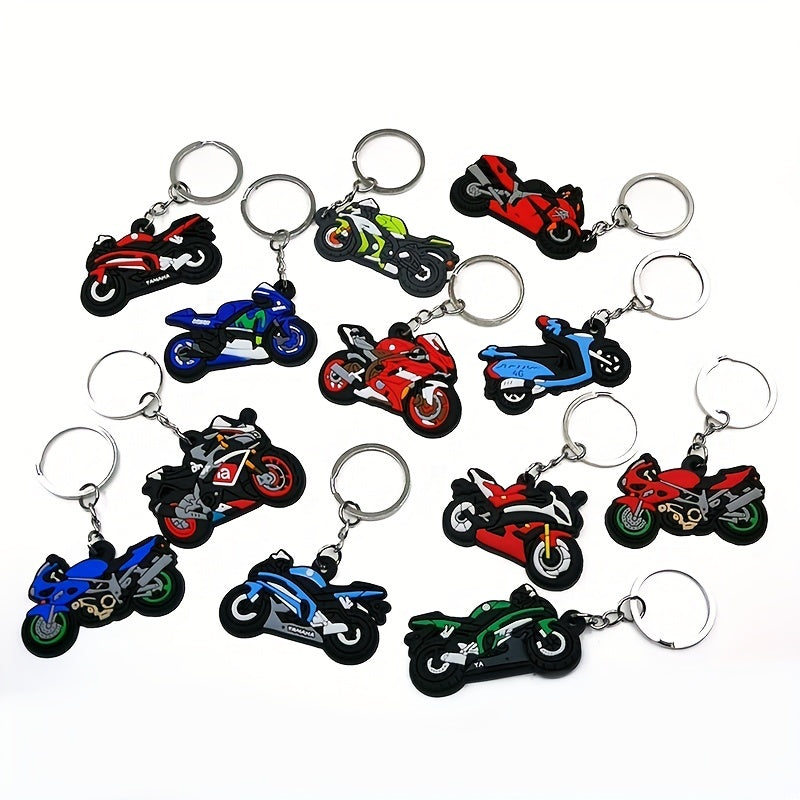 Cartoon Motorcycle Keychain PVC Key Ring Holder Women Trinkets Accessories