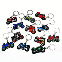 Cartoon Motorcycle Keychain PVC Key Ring Holder Women Trinkets Accessories