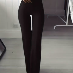 Elastic Waist Flared Leg Pants for Women