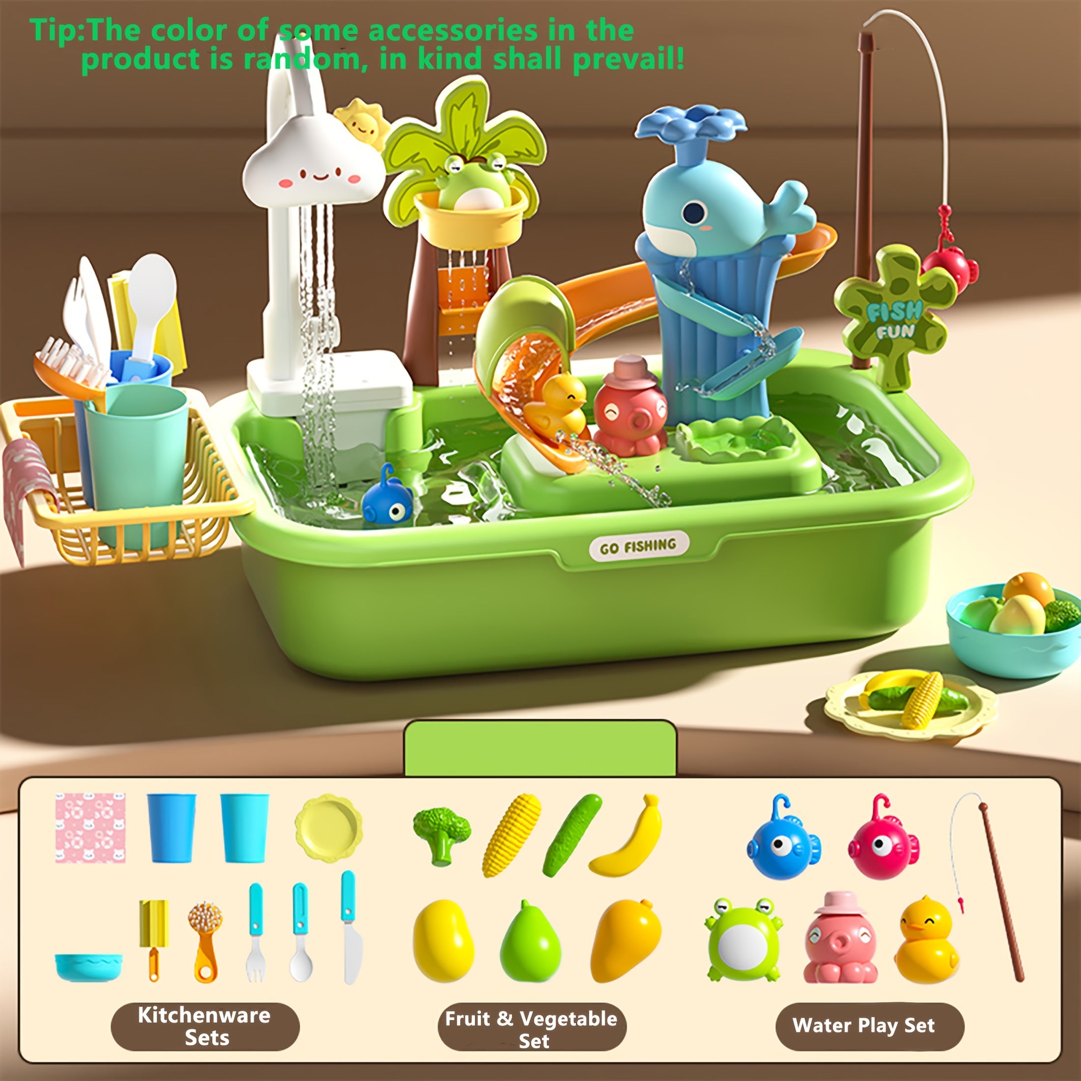 Kids Fishing Toy Sandbox Water Table Toy for Pretend Play