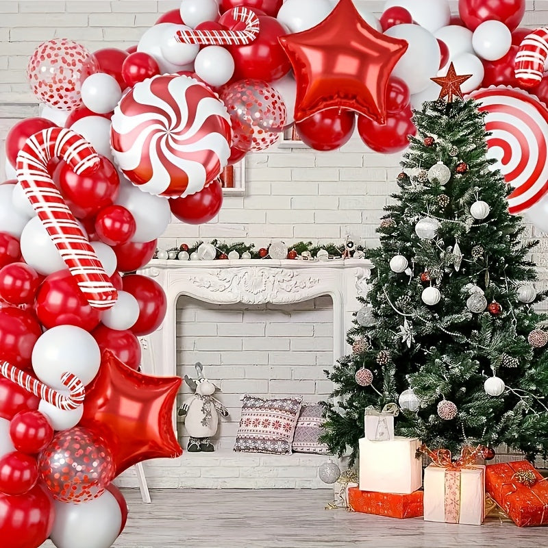 102pcs Christmas Wreath Arch Kit Balloon Red Balloon Candy Balloon