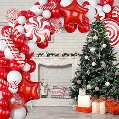 102pcs Christmas Wreath Arch Kit Balloon Red Balloon Candy Balloon