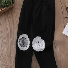 Boys Cotton Casual Trousers with Alarm Clock Patchwork