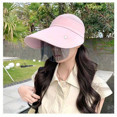 Retractable Sun Visor Hat With Wrap Around Sunglasses