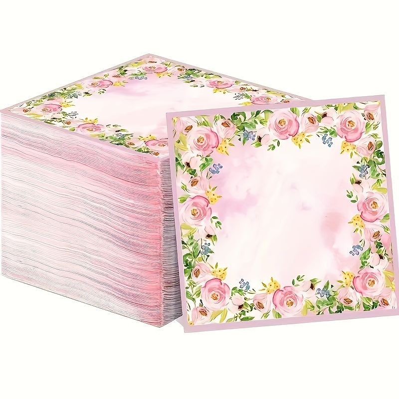 Rose Floral Paper Plates Cups & Napkins Set