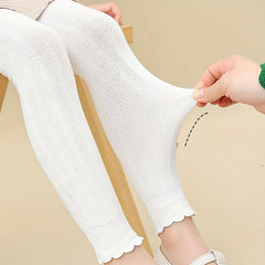 Girls Ruffle Knitted Pantyhose Soft Comfy Tights
