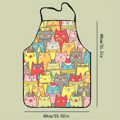 Waterproof Cartoon Cat Apron for Kitchen Use