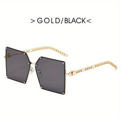 Square Sunglasses Rivet Decor Gradient Glasses UV400