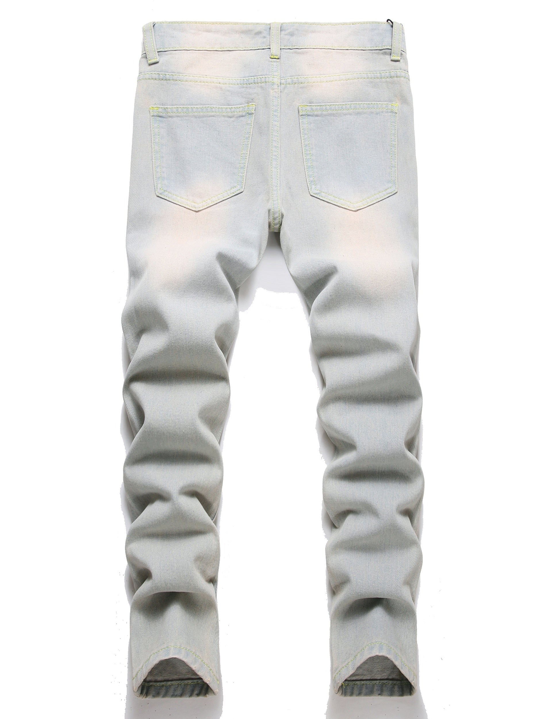 Boys Ripped Distressed Stretch Jeans Skinny Slim Fit Washed Denim Pants