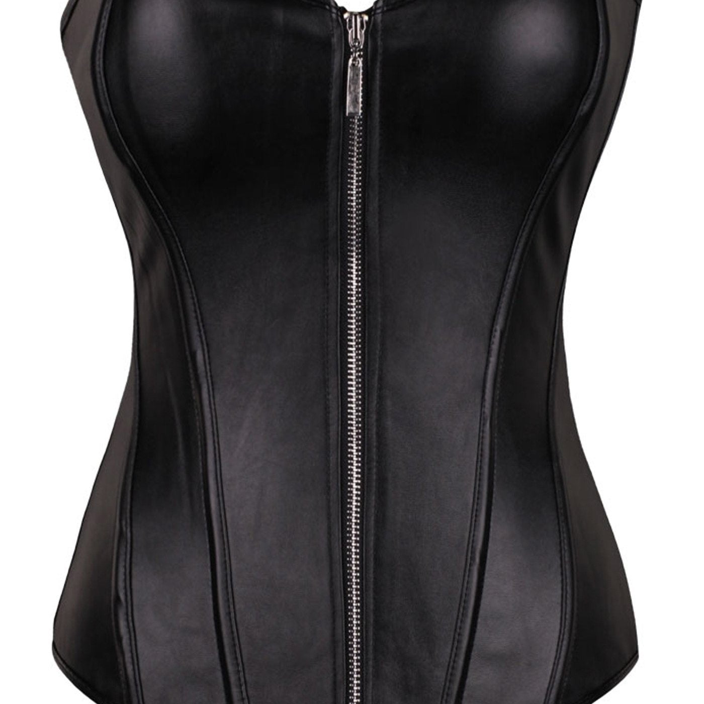 Women's PU Leather Body Shaper Zipper Restraint Waist Abdomen Tight Shape Corset