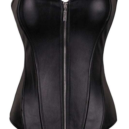 Women's PU Leather Body Shaper Zipper Restraint Waist Abdomen Tight Shape Corset